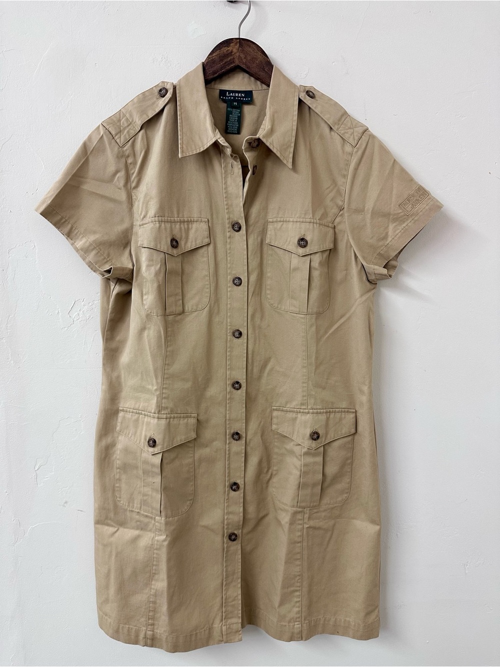 Ralph Lauren Khaki Short-Sleeve Button Shirt Dress